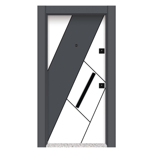 Beyaz Çelik Kapı 3 Beyaz Gri Çift Renk - Eymenta Çelik KAPI