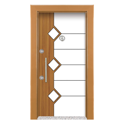 Beyaz Çelik Kapı 3 Boyutlu Kahverengi Beyaz - Eymenta Çelik KAPI