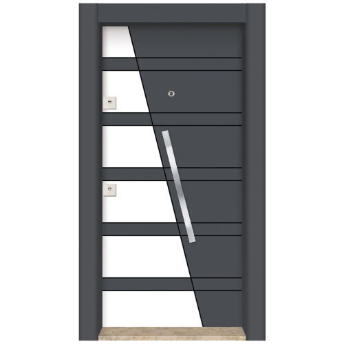 Beyaz Çelik Kapı Gri Beyaz - Eymenta Çelik Kapı