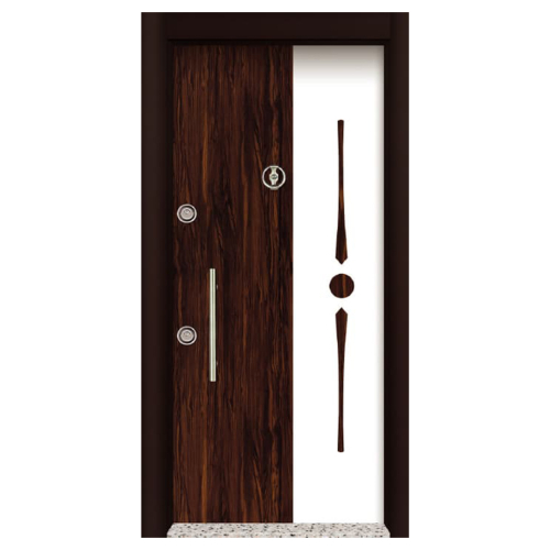 Beyaz Çelik Kapı Koyu Kahverengi Beyaz - Eymenta Çelik Kapı