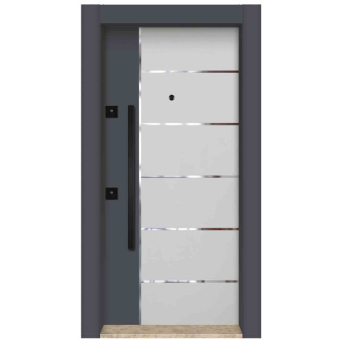 Beyaz Çelik Kapı Mat Beyaz Gri - Eymenta Çelik Kapı