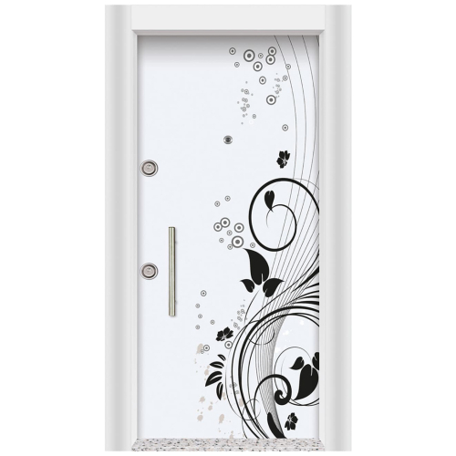 Beyaz Çelik Kapı Resimli Beyaz - Eymenta Çelik Kapı