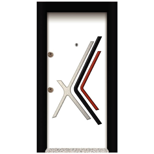 Beyaz Çelik Kapı Siyah Beyaz - Eymenta Çelik Kapı