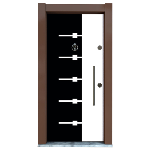 Beyaz Çelik Kapı Siyah Beyaz 3D- Eymenta Çelik Kapı